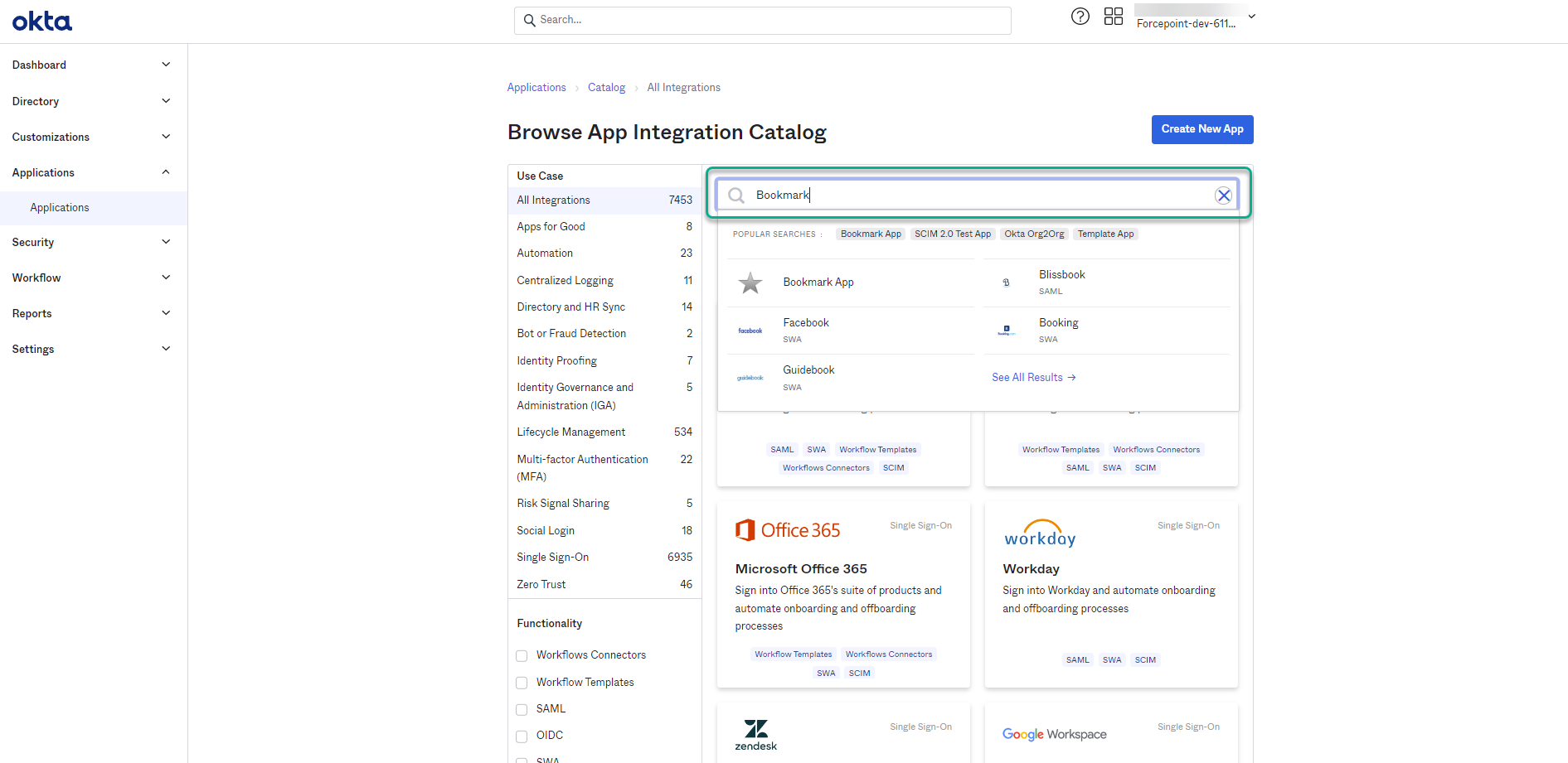 Bookmarking the application